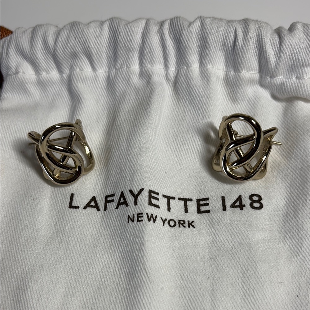 Lafayette 148 New York Polished Silver Knot  Earrings